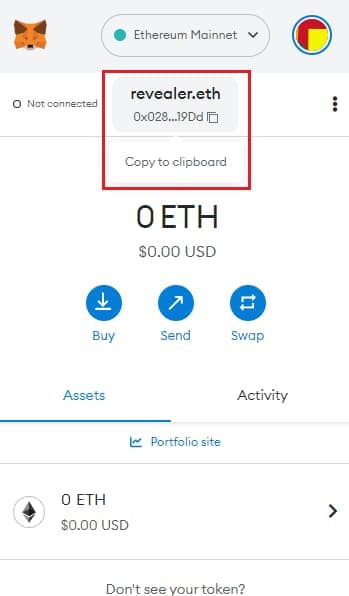 Metamask Chrome Extension - Copy your Address