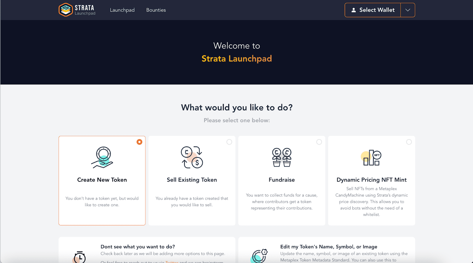 Strata Launchpad interface with the Dynamic Pricing NFT Mint option