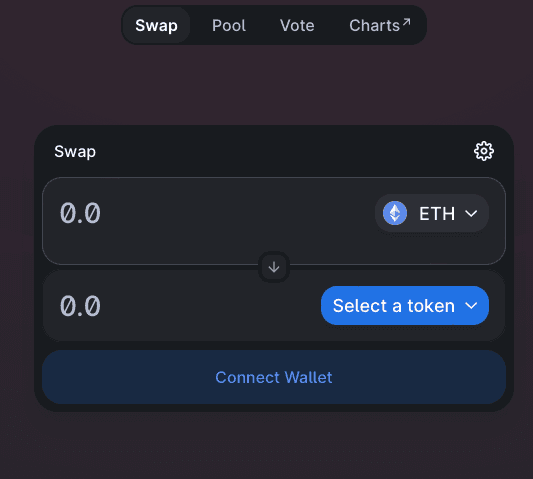 Uniswap interface with the Connect Wallet button