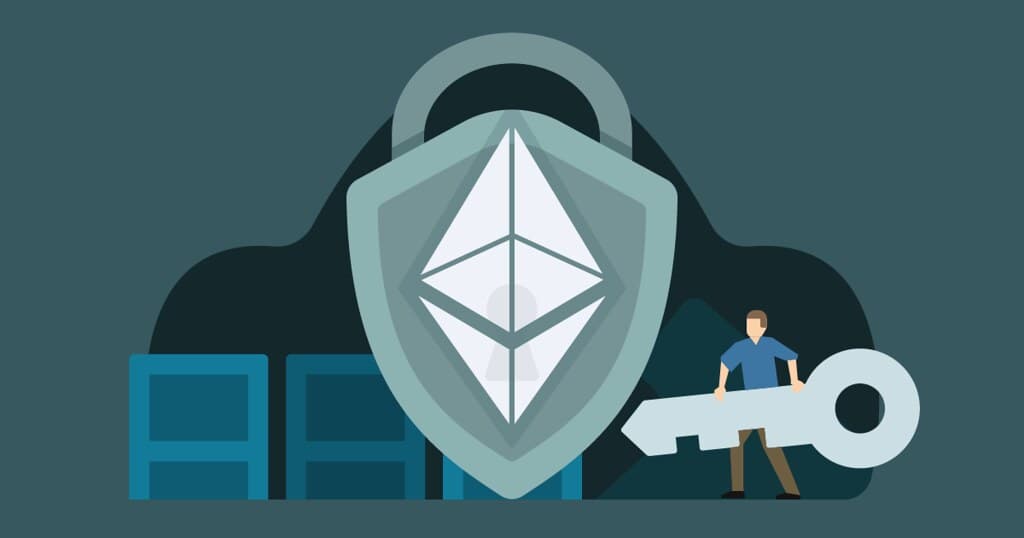 Illustration representing cybersecurity protections for DeFi applications