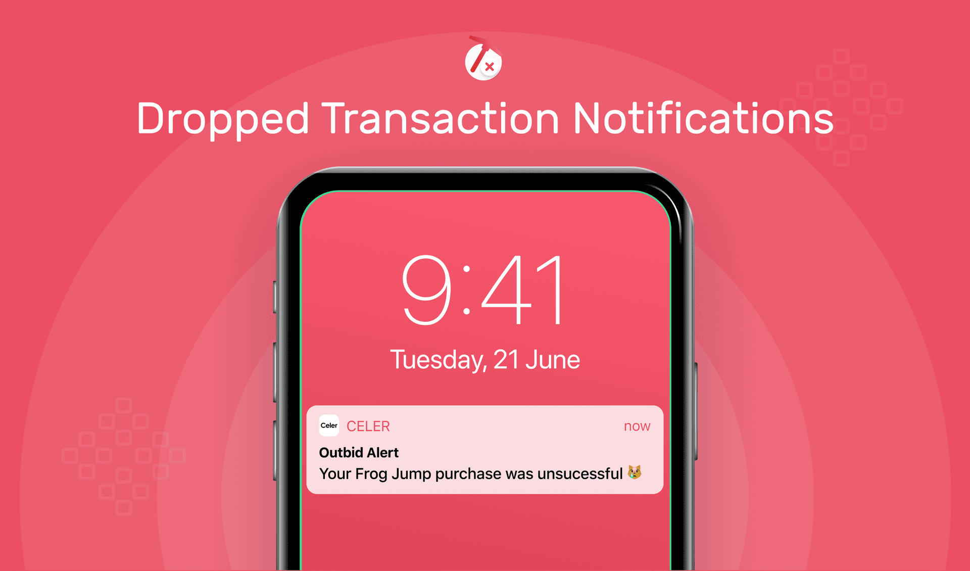 Screenshot of user receiving push notifications for dropped transactions.