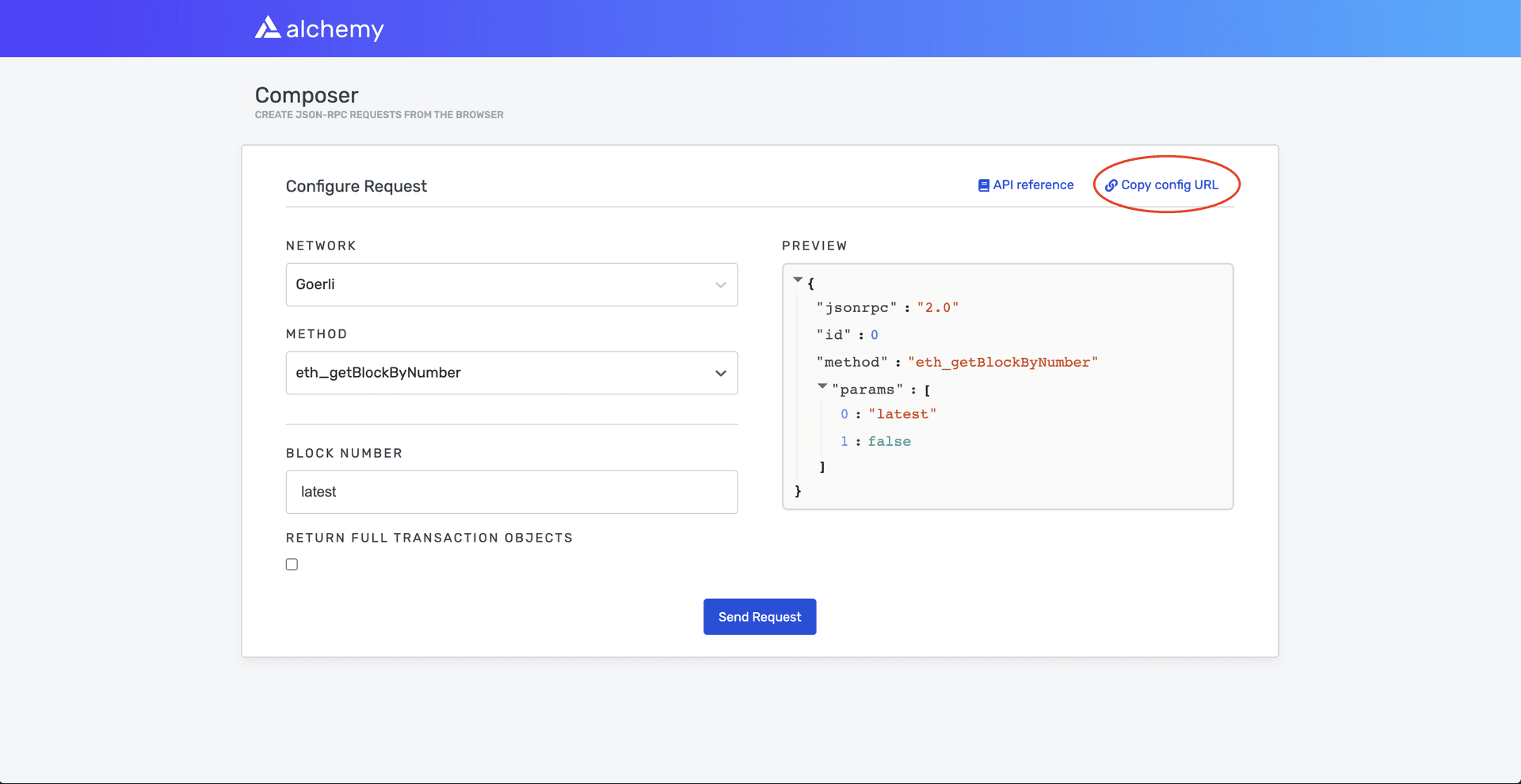 screenshot of alchemy public ethereum composer