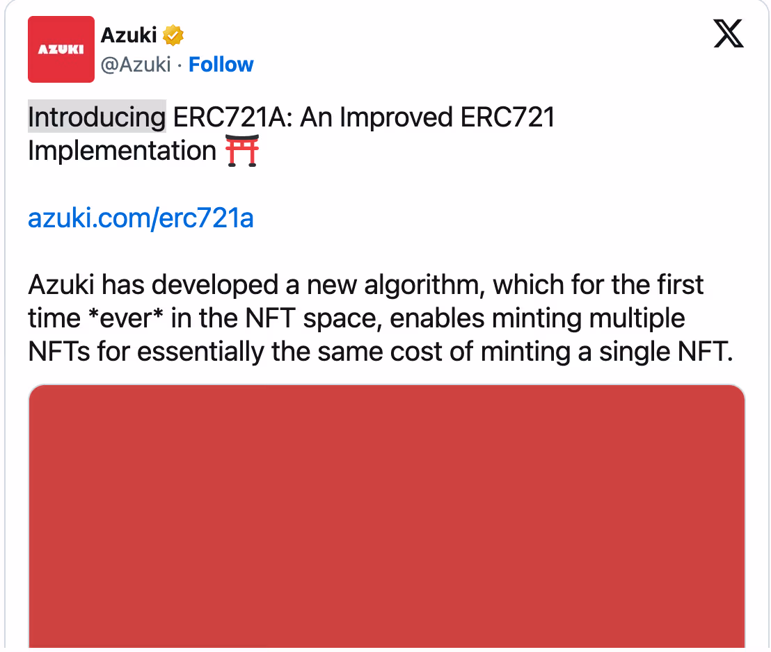 Azuki team introducing ERC721A Implementation