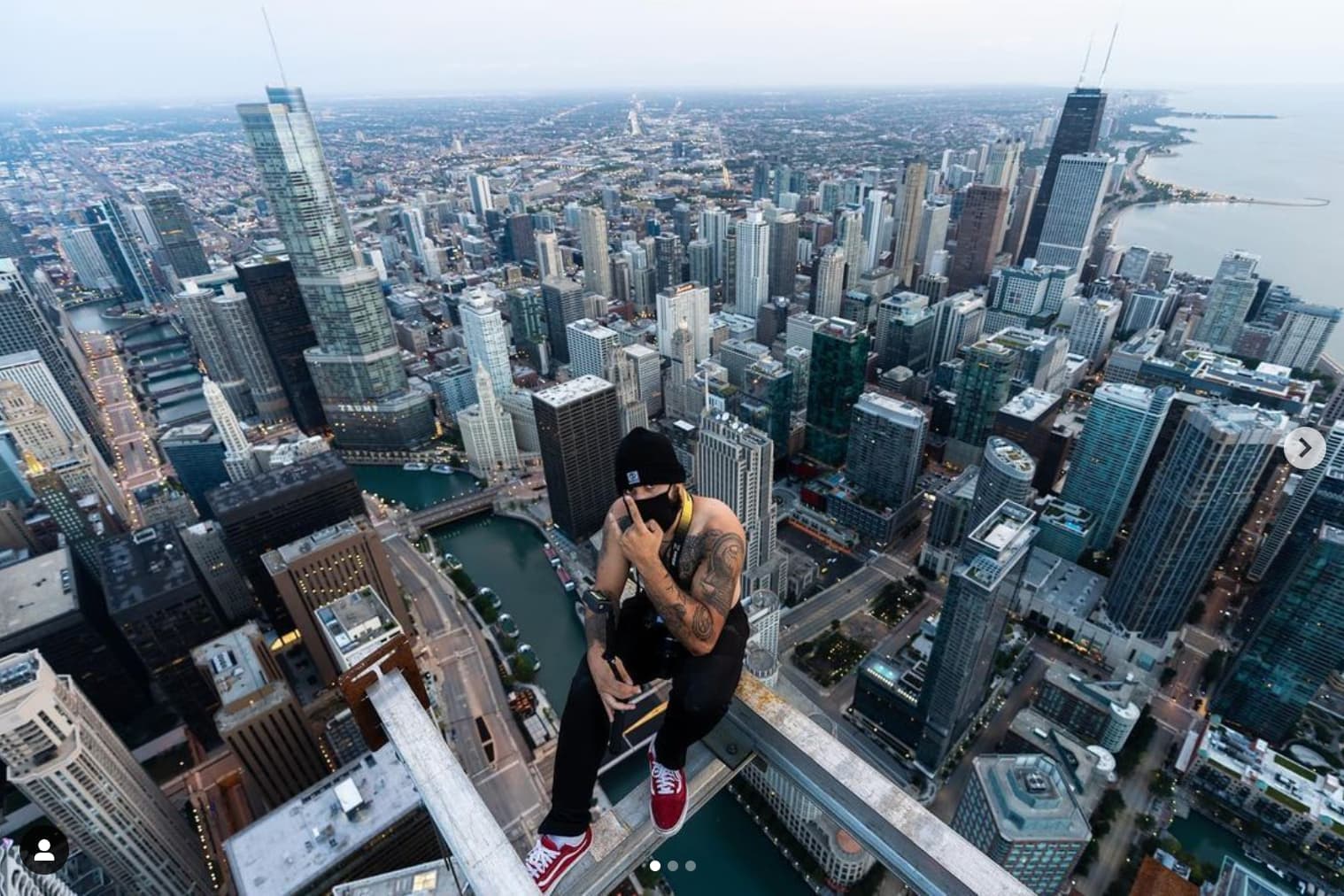 Issac "Drift" Wright posing for one of his daring photographs.