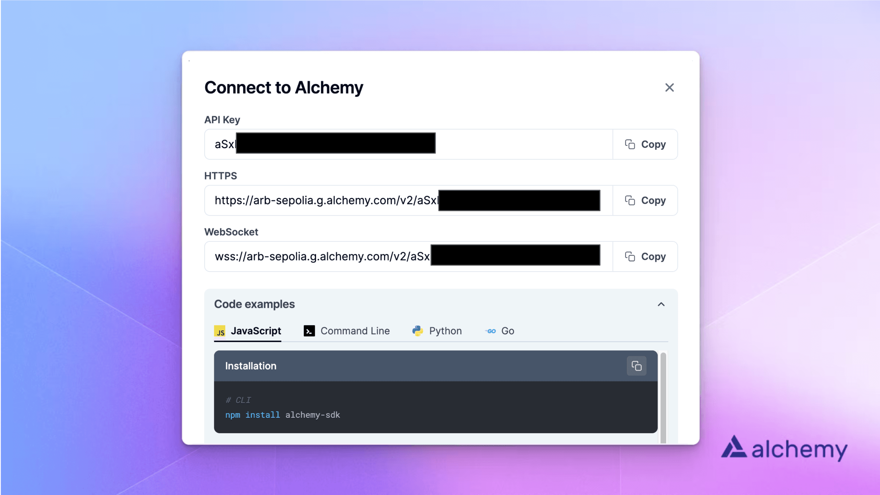 Alchemy dashboard: creating a new app on the Arbitrum Sepolia network