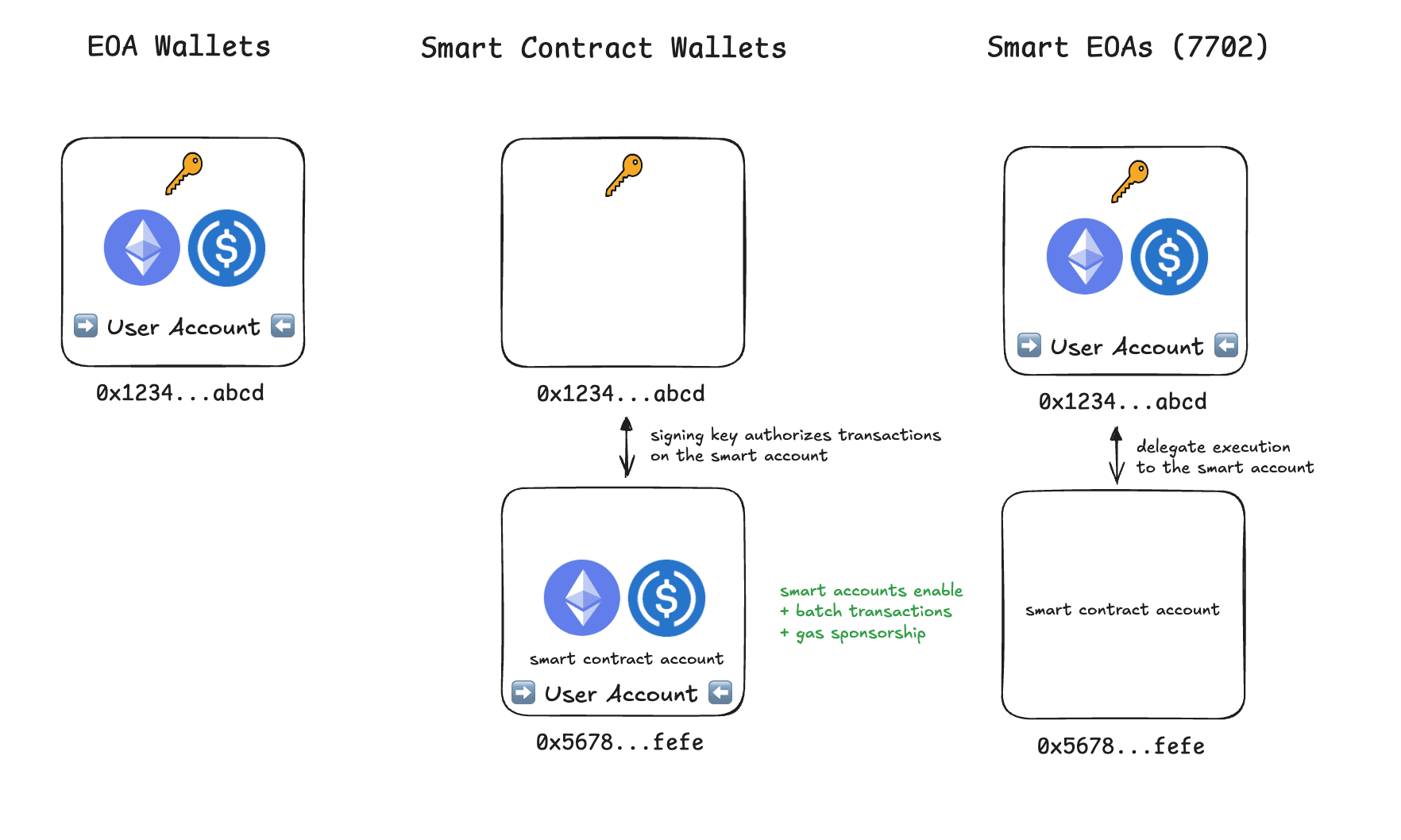 An overview highlighting the differences in the user account between the three models