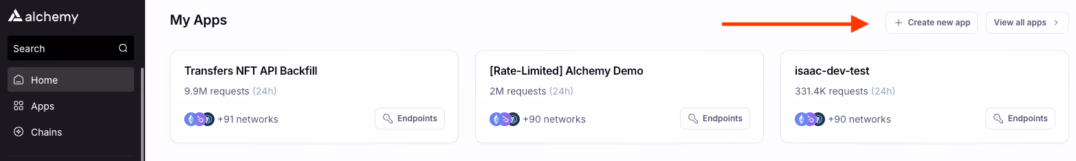 dashboard > create an app