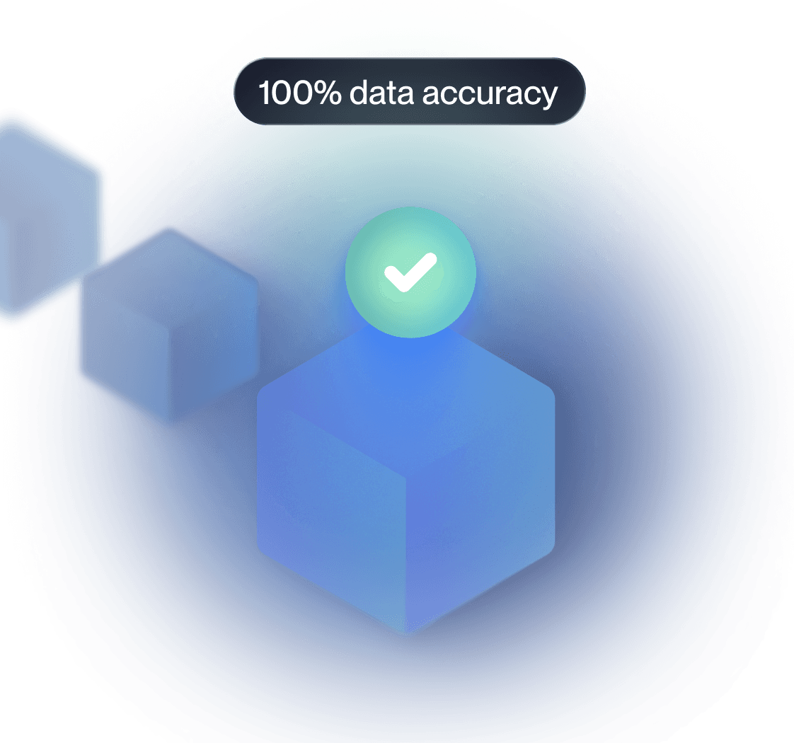 A graphic articulating 100% data accuracy