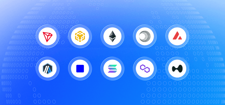 A series of blockchain logos