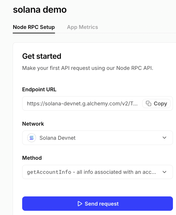 A screenshot of Alchemy's dashboard