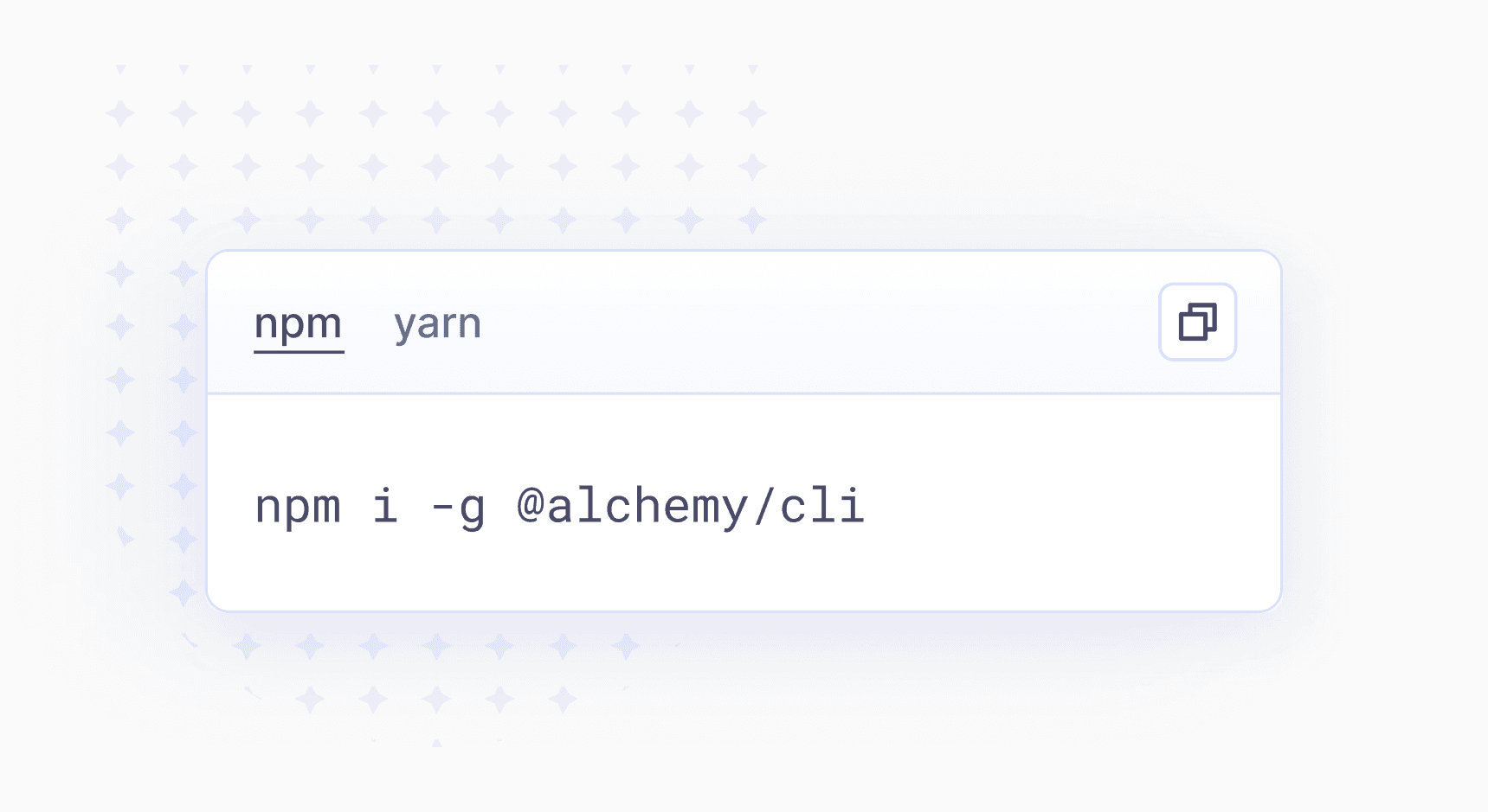 Terminal showing npm install of the Alchemy CLI