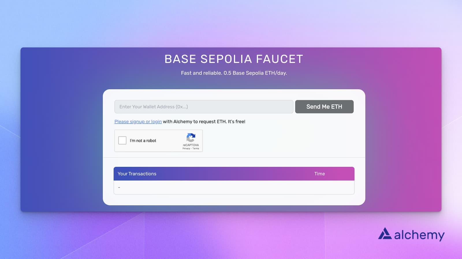 Base Sepolia Faucet Interface