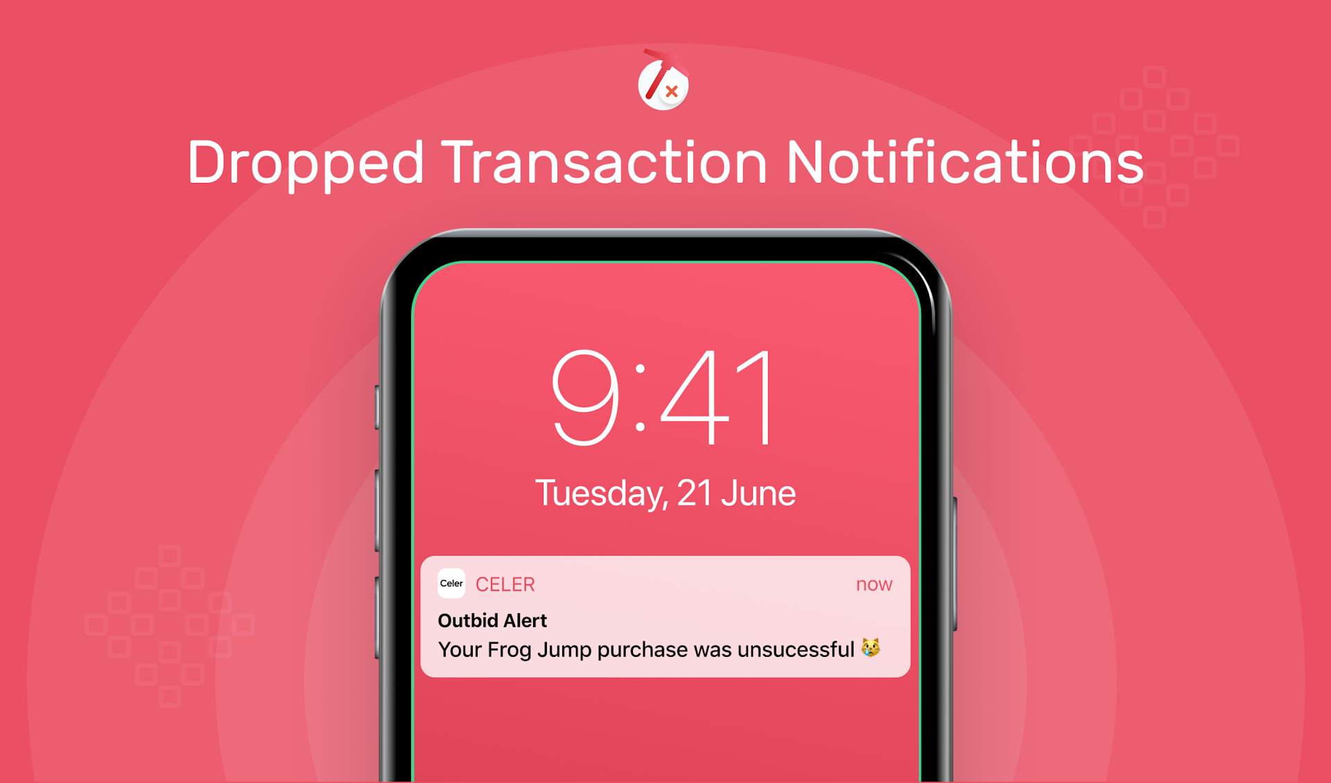 Screenshot of user receiving push notifications for dropped transactions.