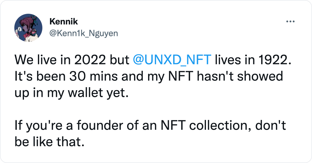 NFTs not showing up in wallets on time